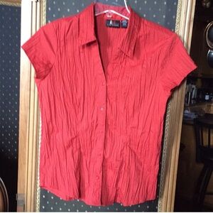 Reddish orange crinkle fabric short sleeve blouse, A.L.C. Size M